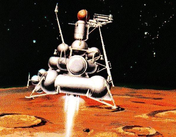 Καλλιτεχνική άποψη της προσσελήνωσης του Luna-24, το 1976